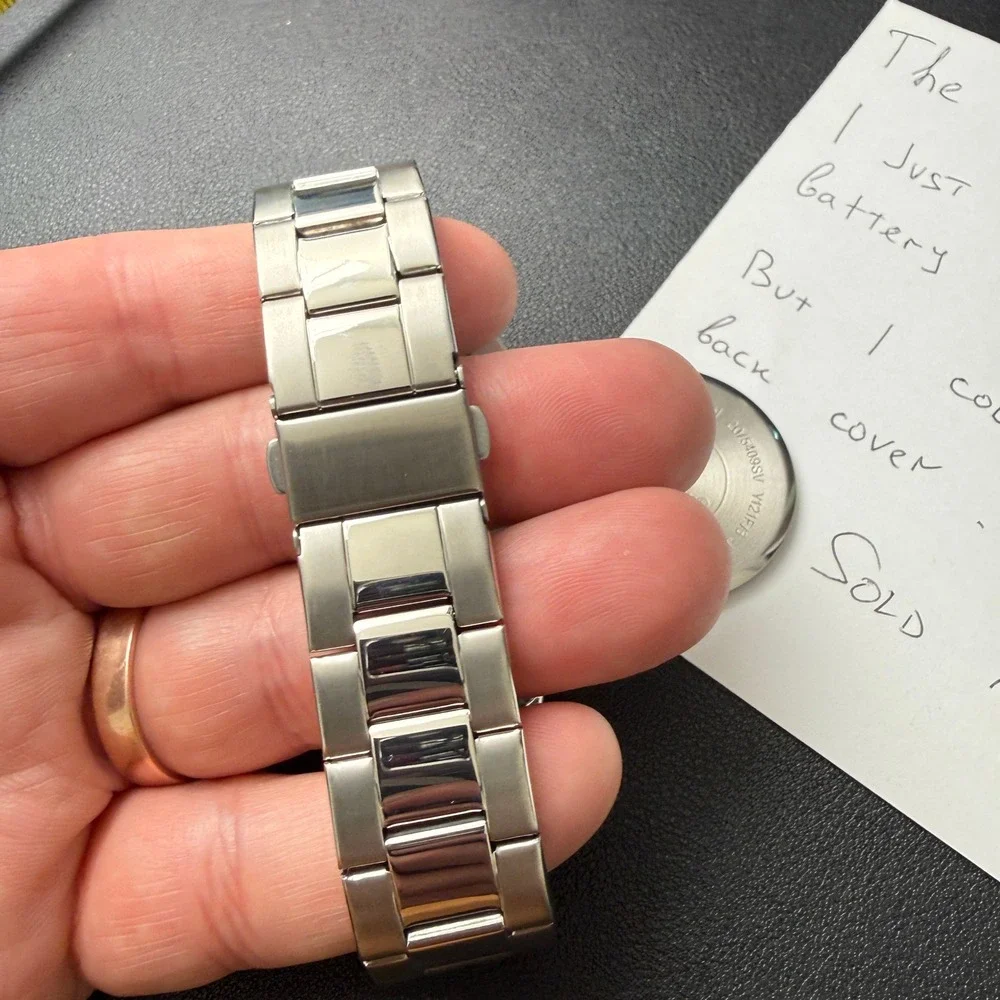 Armitron 20/5409SV‎ Men's Diamond Dial Silver Tone Watch BACK NOT CLOSING